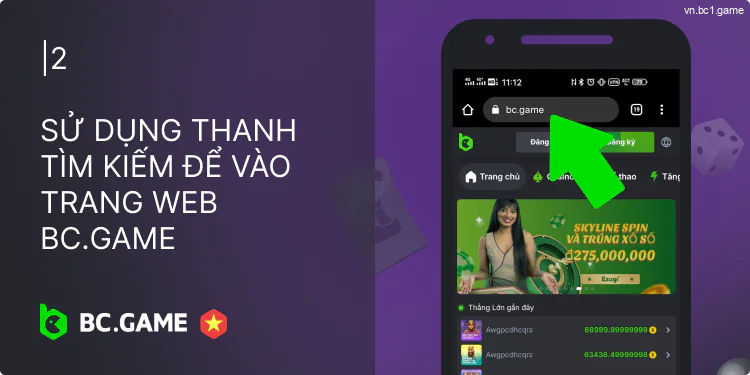 Truy cập trang web BC.Game