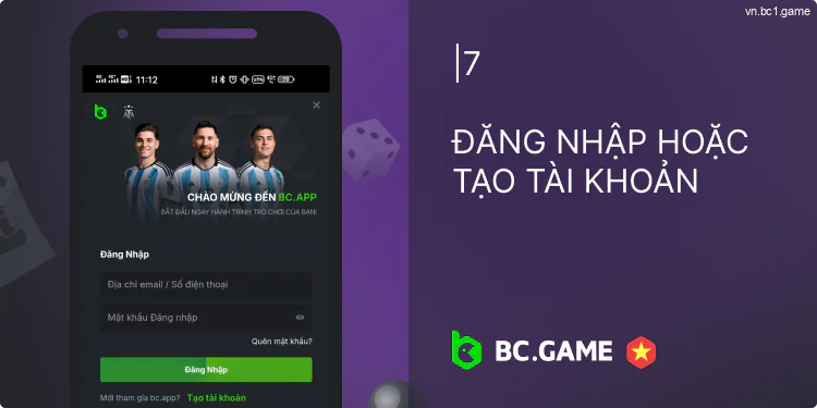 Đăng nhập vào BC.Game hoặc tạo tài khoản