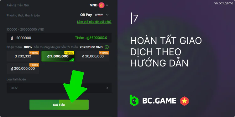 Hoàn tất giao dịch BC.Game