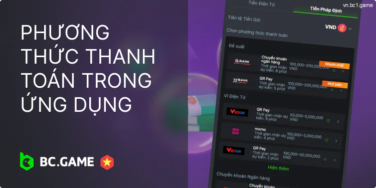 Thanh toán di động BC.Games cho người chơi Việt Nam