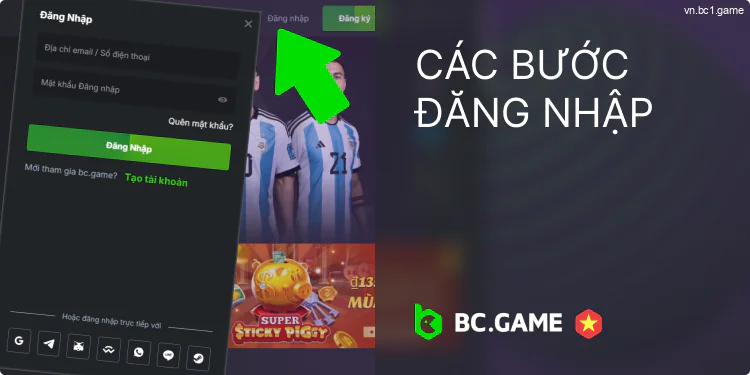 Đăng nhập vào hồ sơ BC.Game Việt Nam của bạn