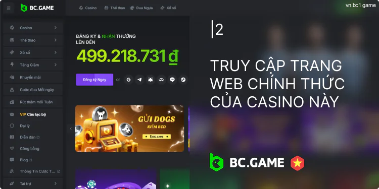 Truy cập trang web BC.Game